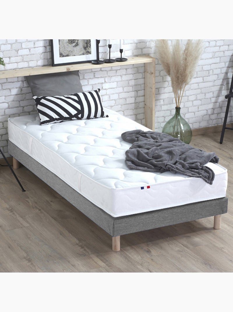 Ensemble Matelas Mousse ferme réversible ALTO + Sommier Made in France , Sommier Gris chiné Gris Blanc - Kiabi