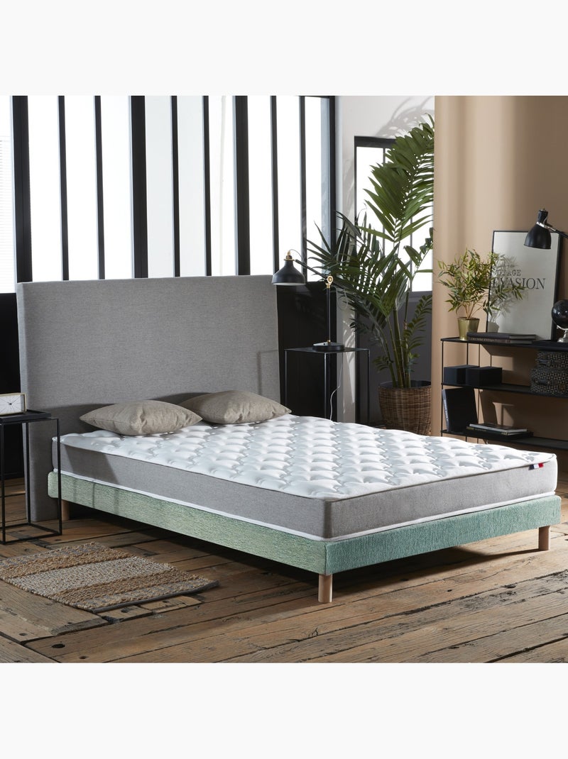 Ensemble Matelas Mousse ferme réversible ALTO + Sommier Made in France , Sommier Vert celadon Blanc Vert - Kiabi