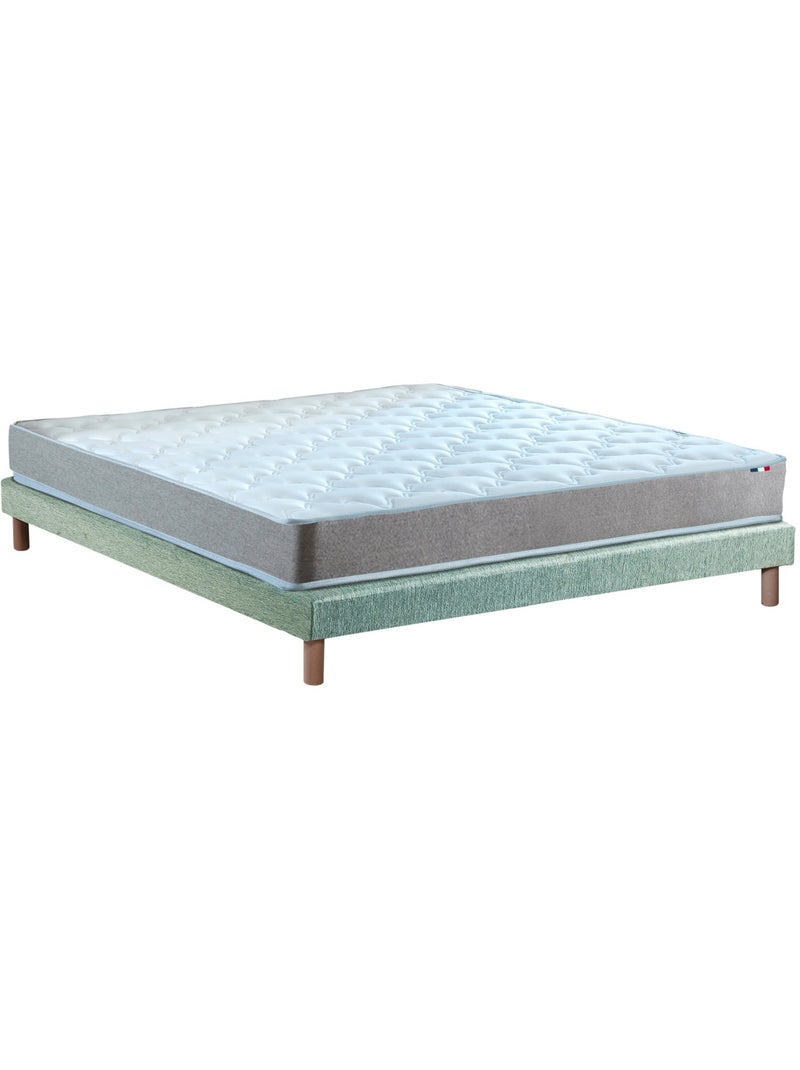 Ensemble Matelas Mousse ferme réversible ALTO + Sommier Made in France , Sommier Vert celadon Blanc Vert - Kiabi