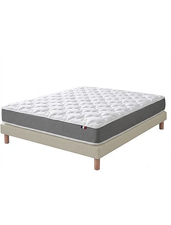 Ensemble matelas mousse, H16, 35Kg/m3, sommier lattes fixes beige