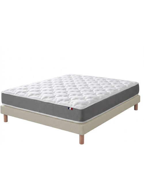 Ensemble matelas mousse, H16, 35Kg/m3, sommier lattes fixes beige - Kiabi Ensemble matelas mousse, H16, 35Kg/m3, sommier lattes fixes beige - Kiabi