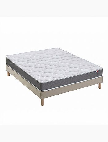 Ensemble matelas mousse haute densité, 25kg/m3, H14, sommier en kit beige