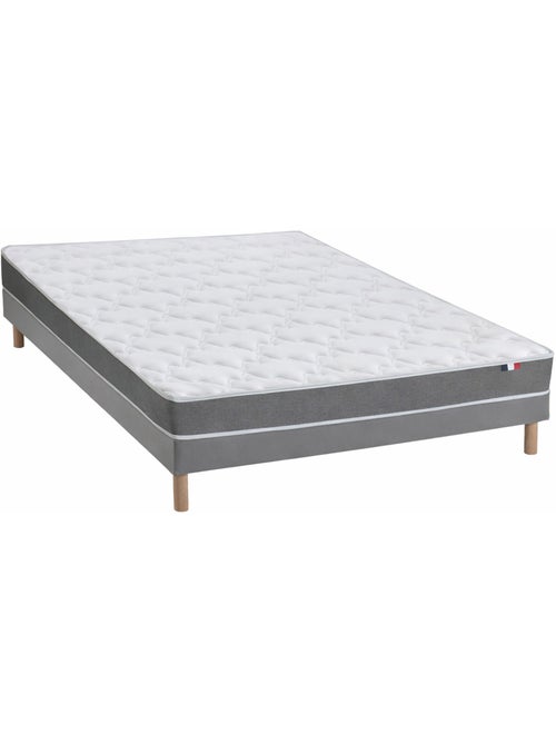 Ensemble matelas mousse haute densité, 25kg/m3, H14, sommier en kit gris - Kiabi Ensemble matelas mousse haute densité, 25kg/m3, H14, sommier en kit gris - Kiabi