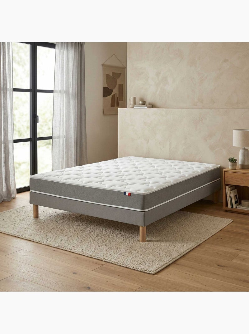 Ensemble matelas mousse haute densité, 25kg/m3, H14, sommier en kit gris Blanc Gris - Kiabi