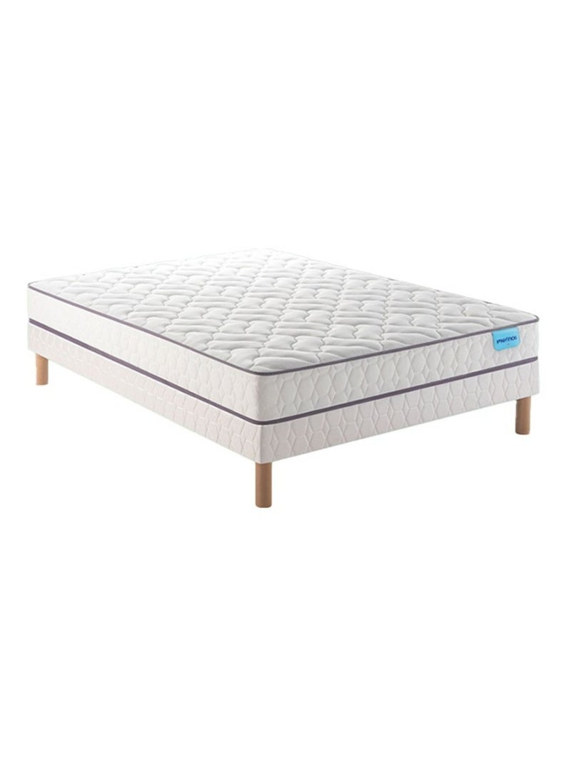 Ensemble matelas mousse haute densité OPTILIT, sommier TWIST et pieds Blanc - Kiabi