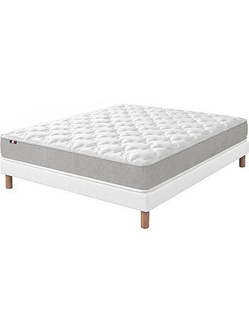 Ensemble matelas mousse haute densité sommier déco blanc