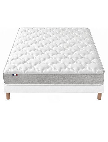 Ensemble matelas mousse haute densité sommier déco blanc