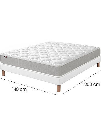 Ensemble matelas mousse haute densité sommier déco blanc