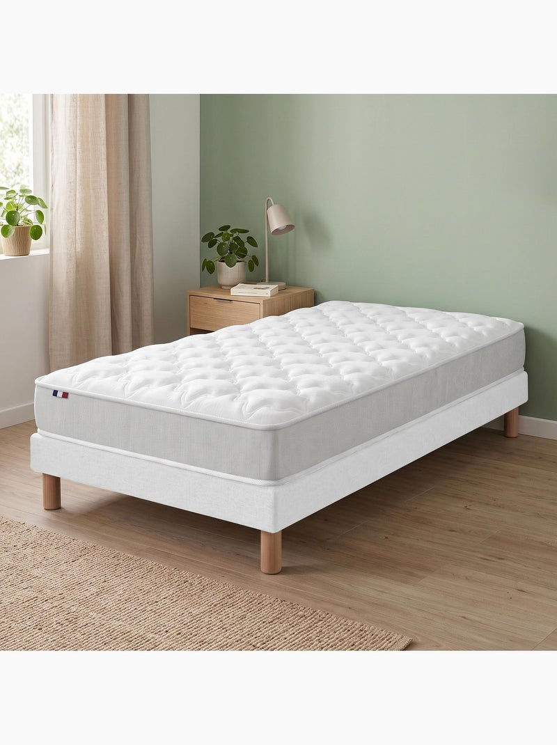 Ensemble matelas mousse haute densité sommier déco blanc Blanc - Kiabi