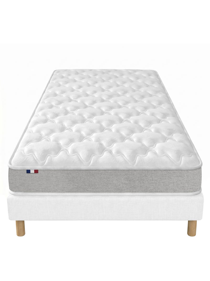 Ensemble matelas mousse haute densité sommier déco blanc Blanc - Kiabi
