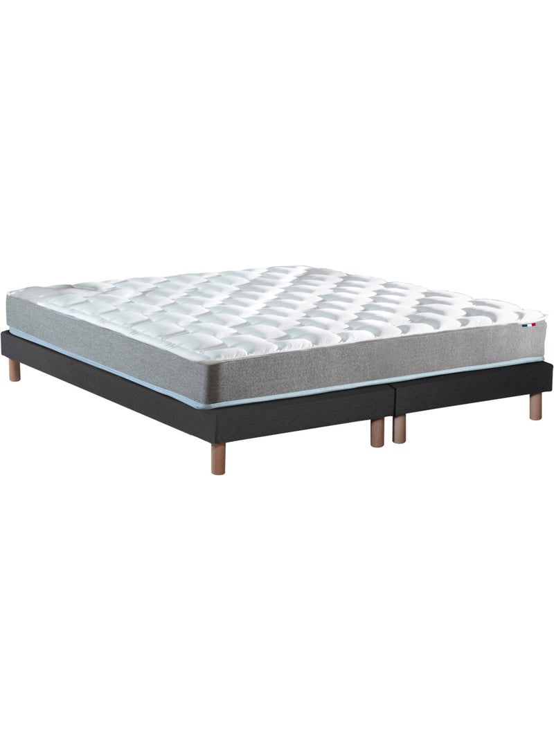Ensemble matelas mousse haute résilience CIRRUS avec sommier - confort français - Sommier - Noir gris anthracite - Kiabi