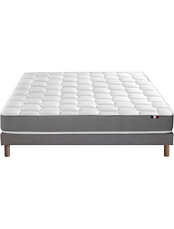 Ensemble Matelas Mousse Haute Résilience CIRRUS + Sommier Made in France , Sommier Noir