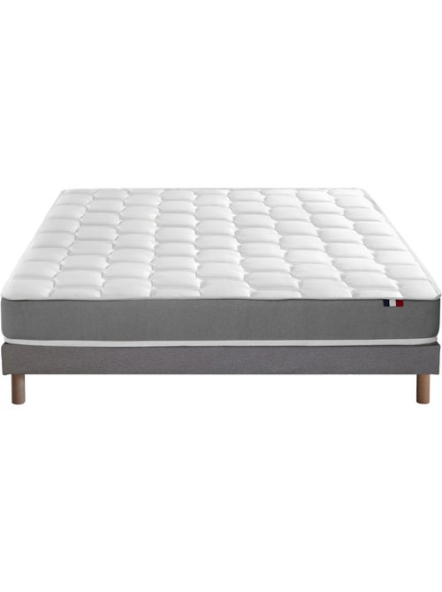 Ensemble Matelas Mousse Haute Résilience CIRRUS + Sommier Made in France , Sommier Gris chiné - Kiabi