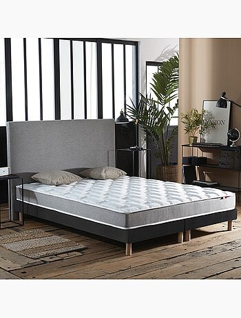 Ensemble Matelas Mousse Haute Résilience CIRRUS + Sommier Made in France , Sommier Noir