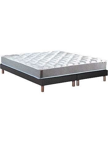 Ensemble Matelas Mousse Haute Résilience CIRRUS + Sommier Made in France , Sommier Noir