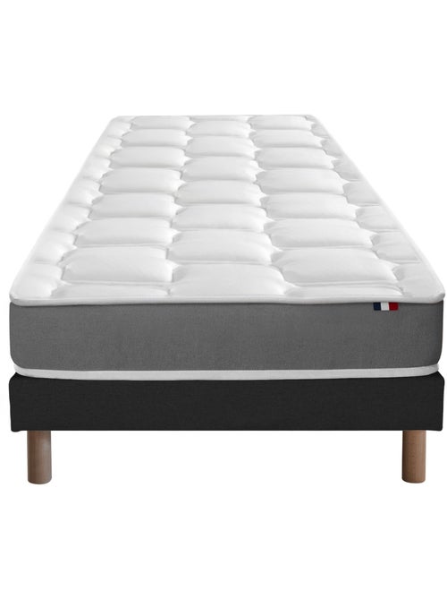 Ensemble Matelas Mousse Haute Résilience CIRRUS + Sommier Made in France , Sommier Noir - Kiabi