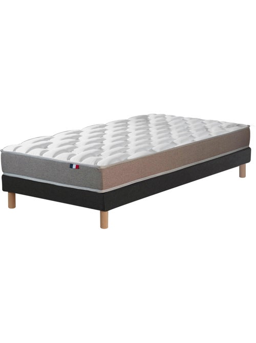 Ensemble Matelas Mousse Haute Résilience CIRRUS + Sommier Made in France , Sommier Noir - Kiabi