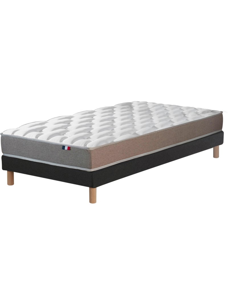 Ensemble Matelas Mousse Haute Résilience CIRRUS + Sommier Made in France , Sommier Noir gris anthracite - Kiabi