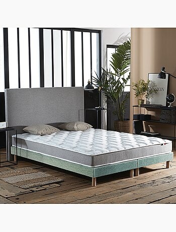 Ensemble Matelas Mousse Haute Résilience CIRRUS + Sommier Made in France , Sommier Noir
