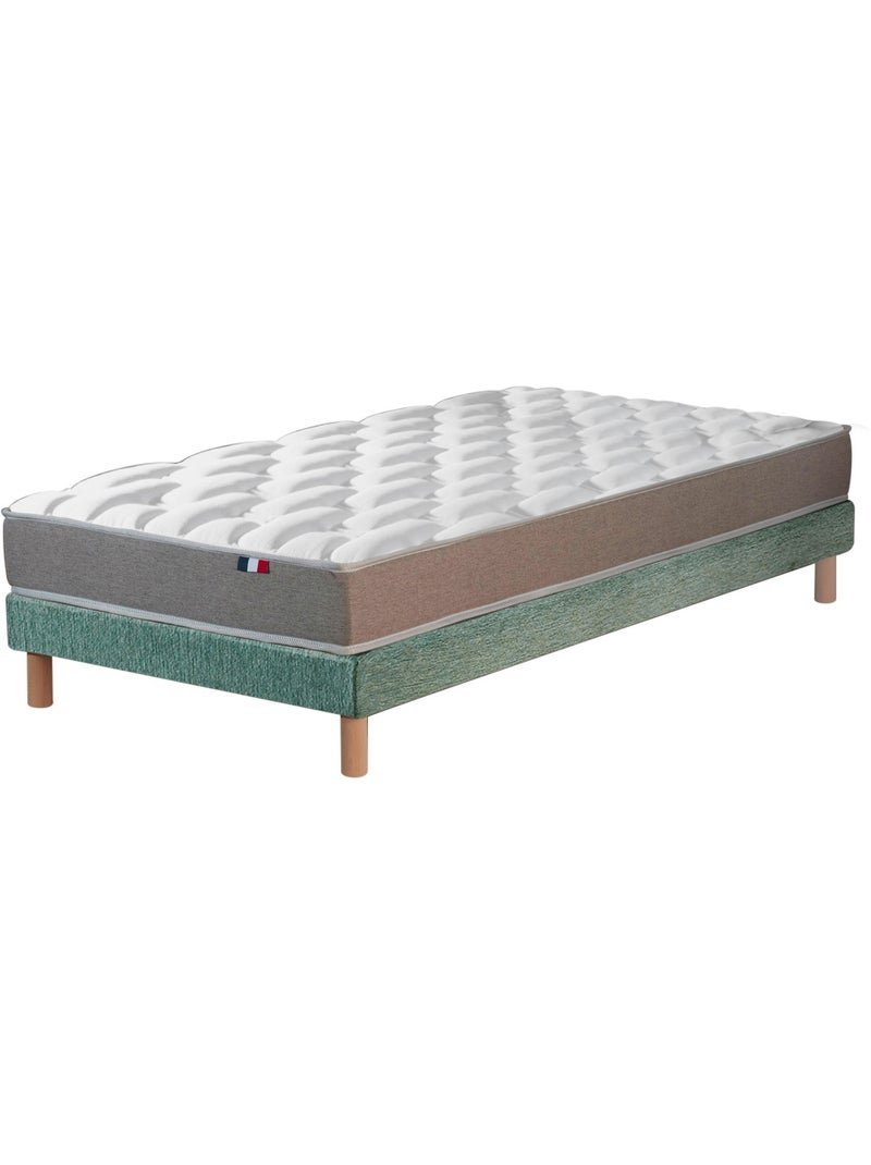 Ensemble Matelas Mousse Haute Résilience CIRRUS + Sommier Made in France , Sommier Vert celadon Blanc Vert - Kiabi