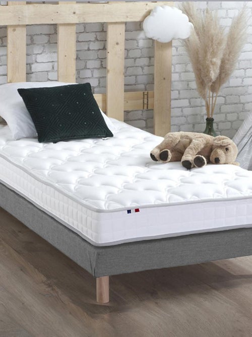 Ensemble Matelas Mousse Haute Résilience ESSENCE + Latex 3 zones +Sommier , Sommier Gris chiné - Kiabi