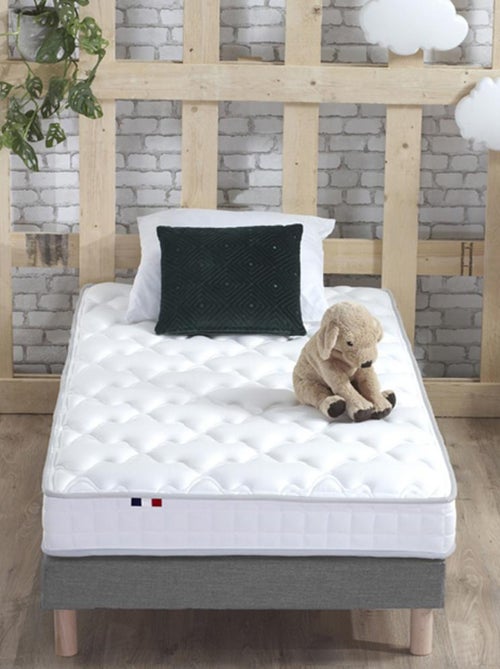 Ensemble Matelas Mousse Haute Résilience ESSENCE + Latex 3 zones +Sommier , Sommier Gris chiné - Kiabi
