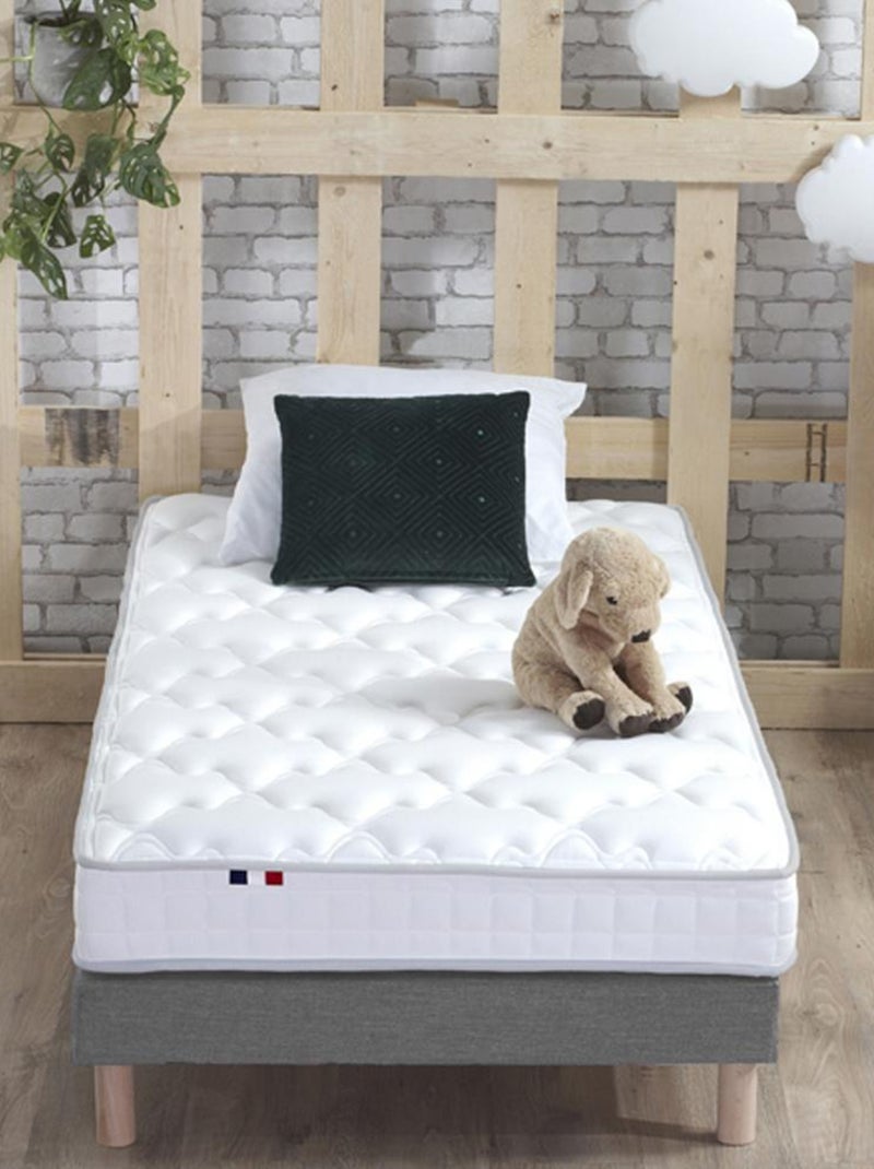 Ensemble Matelas Mousse Haute Résilience ESSENCE + Latex 3 zones +Sommier , Sommier Gris chiné Gris Blanc - Kiabi