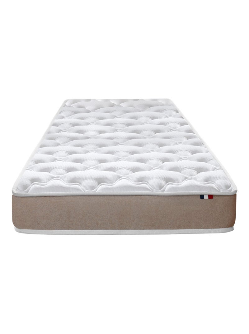 Ensemble Matelas Mousse Haute Résilience ESSENCE + Latex 3 zones +Sommier , Sommier Gris chiné Gris Blanc - Kiabi