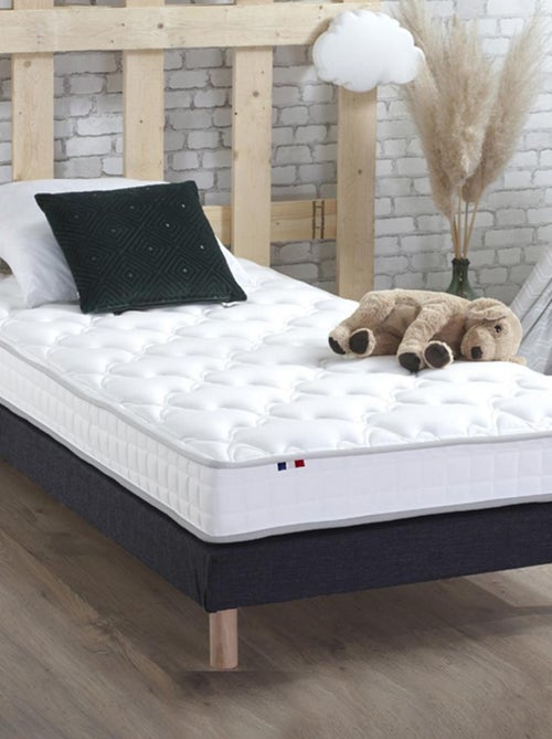 Ensemble Matelas Mousse Haute Résilience ESSENCE + Latex 3 zones +Sommier , Sommier Noir - Kiabi