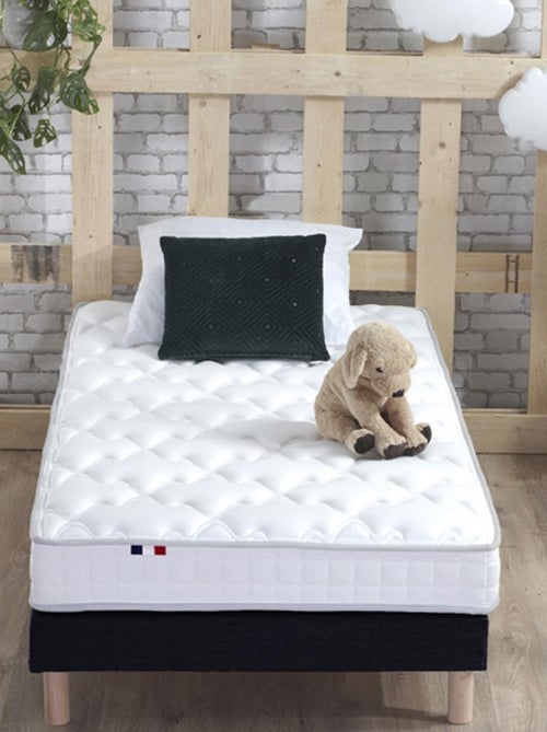 Ensemble Matelas Mousse Haute Résilience ESSENCE + Latex 3 zones +Sommier , Sommier Noir - Kiabi