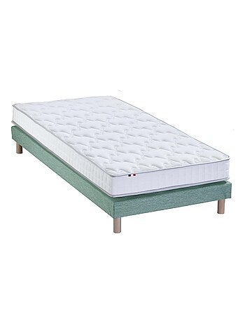 Ensemble Matelas Mousse Haute Résilience ESSENCE + Latex 3 zones +Sommier , Sommier Vert