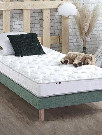 Ensemble Matelas Mousse Haute Résilience ESSENCE + Latex 3 zones +Sommier , Sommier Vert