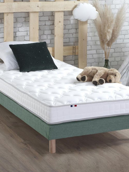 Ensemble Matelas Mousse Haute Résilience ESSENCE + Latex 3 zones +Sommier , Sommier Vert - Kiabi