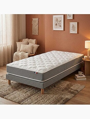 Ensemble matelas mousse haute résilience, H16, sommier en kit gris