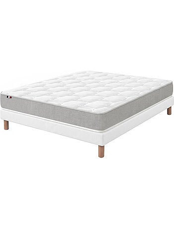 Ensemble matelas mousse haute résilience sommier déco blanc