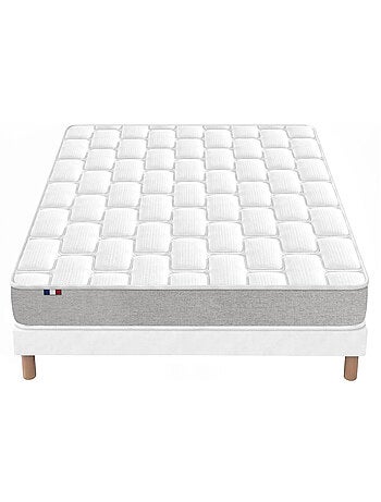 Ensemble matelas mousse haute résilience sommier déco blanc