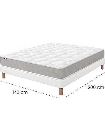 Ensemble matelas mousse haute résilience sommier déco blanc