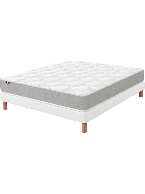 Ensemble matelas mousse haute résilience sommier déco blanc - Kiabi Ensemble matelas mousse haute résilience sommier déco blanc - Kiabi