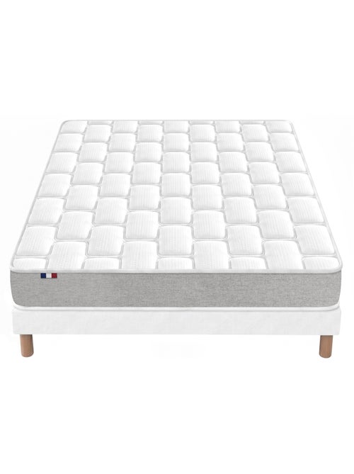 Ensemble matelas mousse haute résilience sommier déco blanc - Kiabi Ensemble matelas mousse haute résilience sommier déco blanc - Kiabi