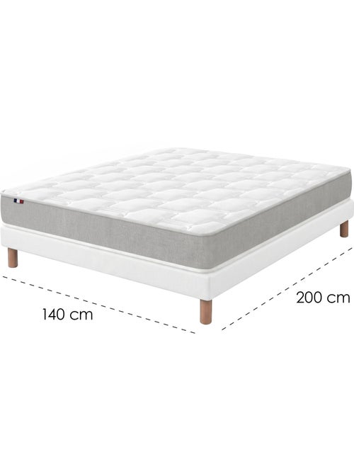 Ensemble matelas mousse haute résilience sommier déco blanc - Kiabi Ensemble matelas mousse haute résilience sommier déco blanc - Kiabi