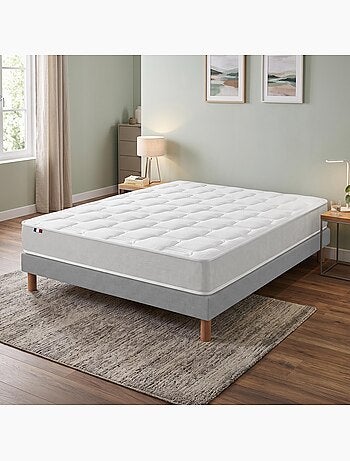 Ensemble matelas mousse haute résilience sommier déco gris foncé