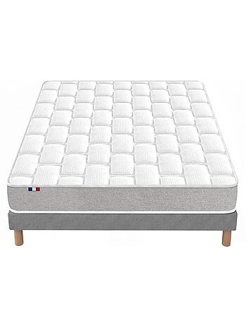 Ensemble matelas mousse haute résilience sommier déco gris foncé