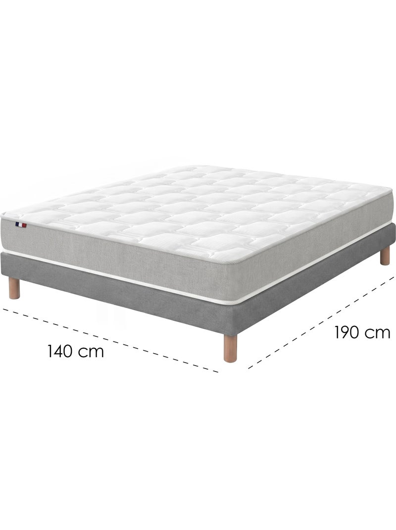Ensemble matelas mousse haute résilience sommier déco gris foncé Gris foncé - Kiabi
