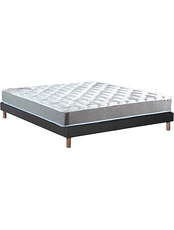 Ensemble matelas mousse haute résilience sommier noir 140x190