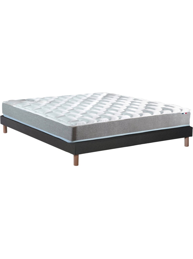 Ensemble matelas mousse haute résilience sommier noir 140x190 gris anthracite - Kiabi