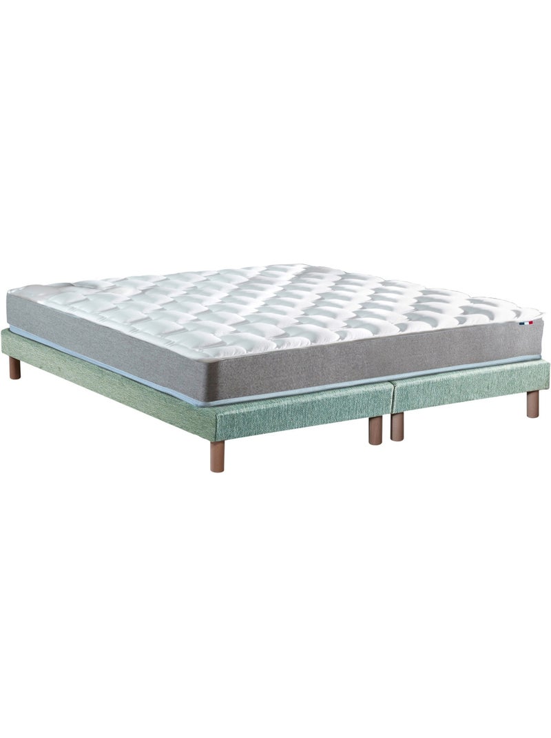 Ensemble matelas mousse haute résilience sommier vert 140x190 Blanc Vert - Kiabi