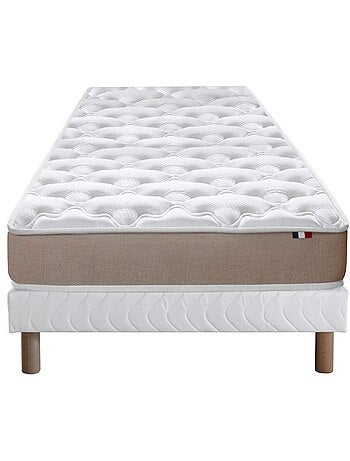 Ensemble matelas mousse latex 3 zones sommier blanc 90x190