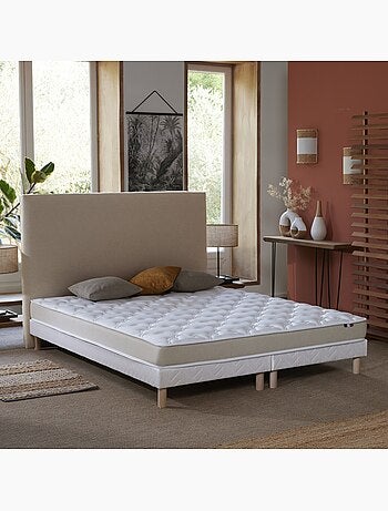 Ensemble matelas mousse latex 3 zones sommier blanc 90x190