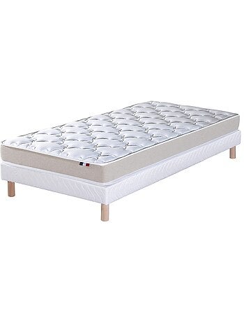 Ensemble matelas mousse latex 3 zones sommier blanc 90x190
