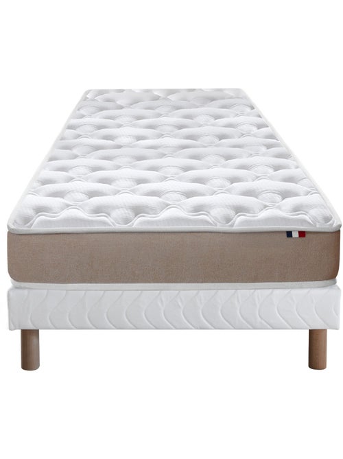 Ensemble matelas mousse latex 3 zones sommier blanc 90x190 - Kiabi